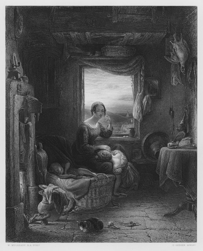 Az otthonra várt, a képről a Királyi Gyűjteményben (metszet) alkotó: William (after) Mulready