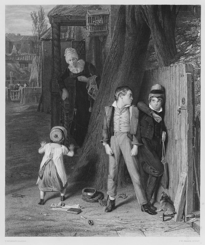 A farkas és a bárány, a képről a Királyi Gyűjteményben (metszet) alkotó: William (after) Mulready