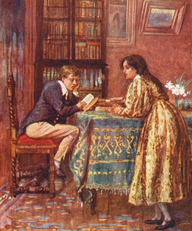 Illusztráció George Eliot The Mill on the Floss című könyvéhez (színes litográfia) alkotó: William (after) Rainey