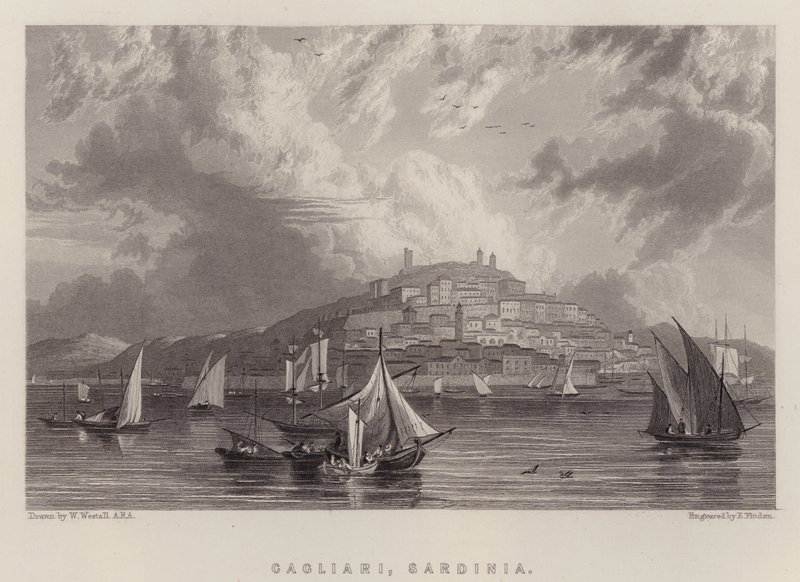 Cagliari, Szardínia (színes litó) alkotó: William (after) Westall