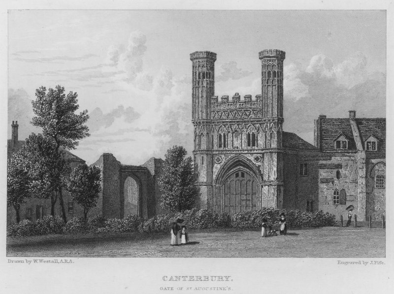 Canterbury, Szent Ágoston kapuja (metszet) alkotó: William (after) Westall