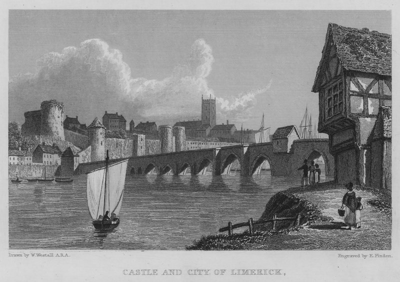 Limerick vára és városa (metszet) alkotó: William (after) Westall