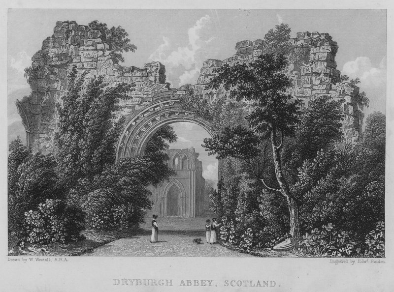 Dryburgh Abbey, Skócia (metszet) alkotó: William (after) Westall
