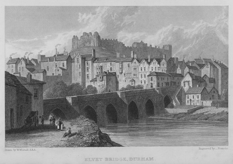 Elvet Bridge, Durham (metszet) alkotó: William (after) Westall