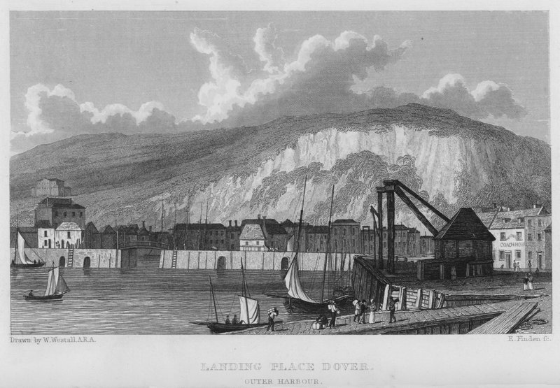 Leszállási hely, Dover, külső kikötő (metszet) alkotó: William (after) Westall