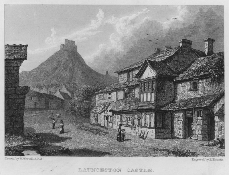 Launceston kastély (metszet) alkotó: William (after) Westall