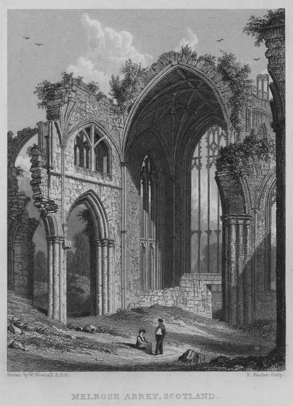Melrose Abbey, Skócia (metszet) alkotó: William (after) Westall