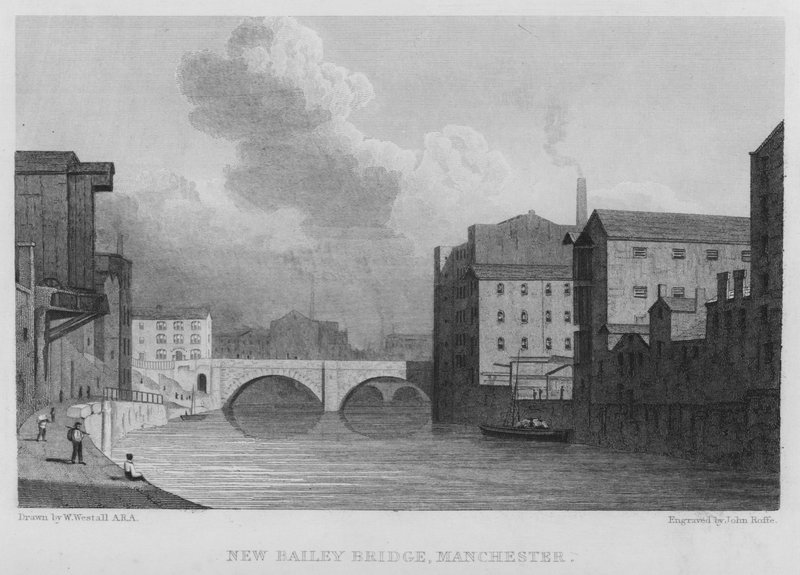 New Bailey Bridge, Manchester (metszet) alkotó: William (after) Westall