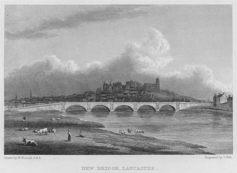New Bridge, Lancaster (metszet) alkotó: William (after) Westall