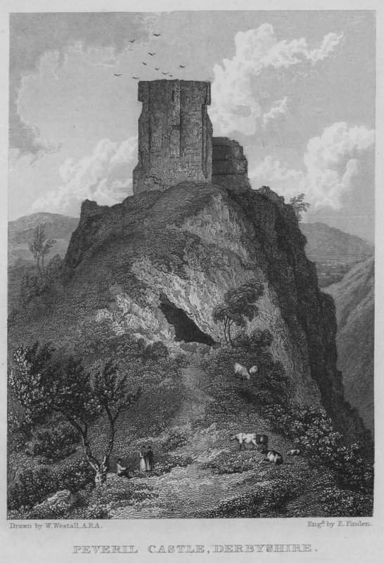 Peveril kastély, Derbyshire (metszet) alkotó: William (after) Westall