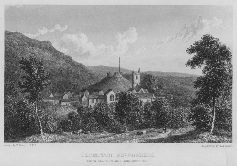 Plympton, Devonshire, Sir Joshua Reynolds születési helye (metszet) alkotó: William (after) Westall