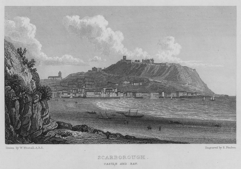 Scarborough, Castle and Bay (metszet) alkotó: William (after) Westall