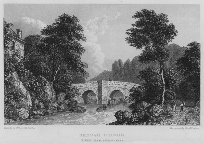 Shaugh Bridge, River Plym, Devonshire (metszet) alkotó: William (after) Westall