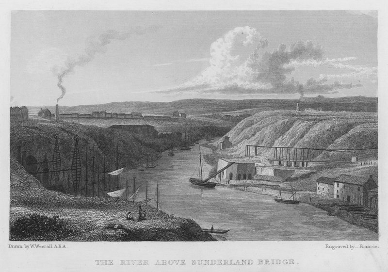 A folyó a Sunderland híd felett (metszet) alkotó: William (after) Westall