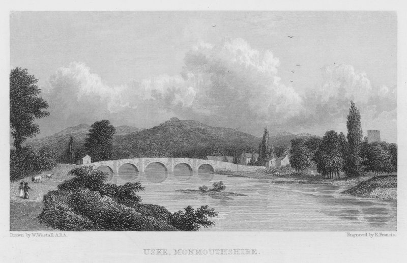 Uske, Monmouthshire (metszet) alkotó: William (after) Westall