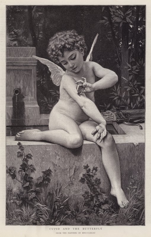 Ámor és a pillangó (litho) alkotó: William Adolphe (after) Bouguereau