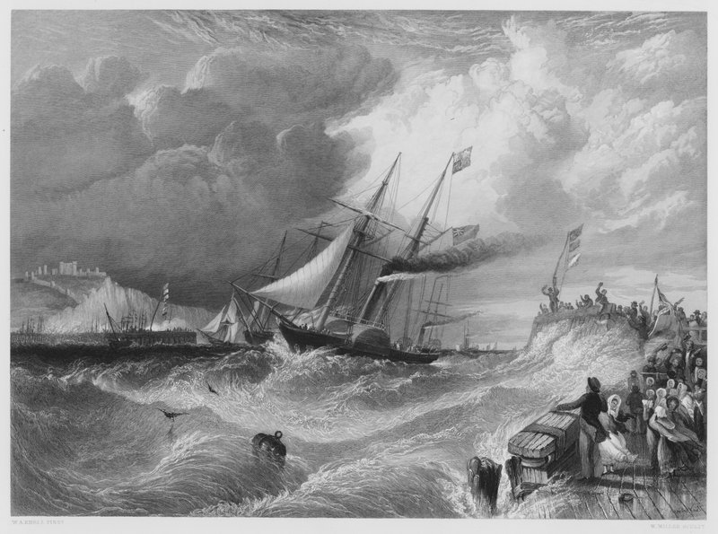 Dover, Albert herceg partraszállása, a képről a Királyi Gyűjteményben (metszet) alkotó: William Adolphus Knell