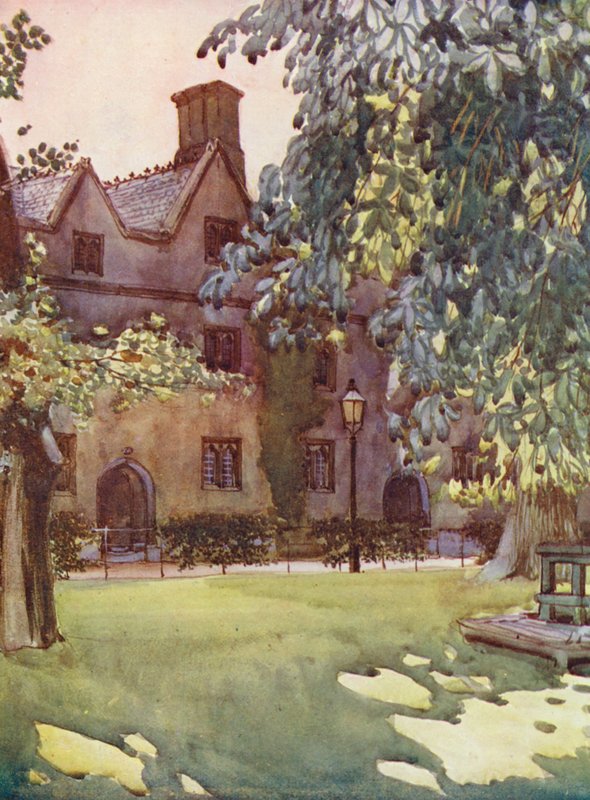 Balliol College a kertből (színes litográfia) alkotó: William Ainsworth Wildman