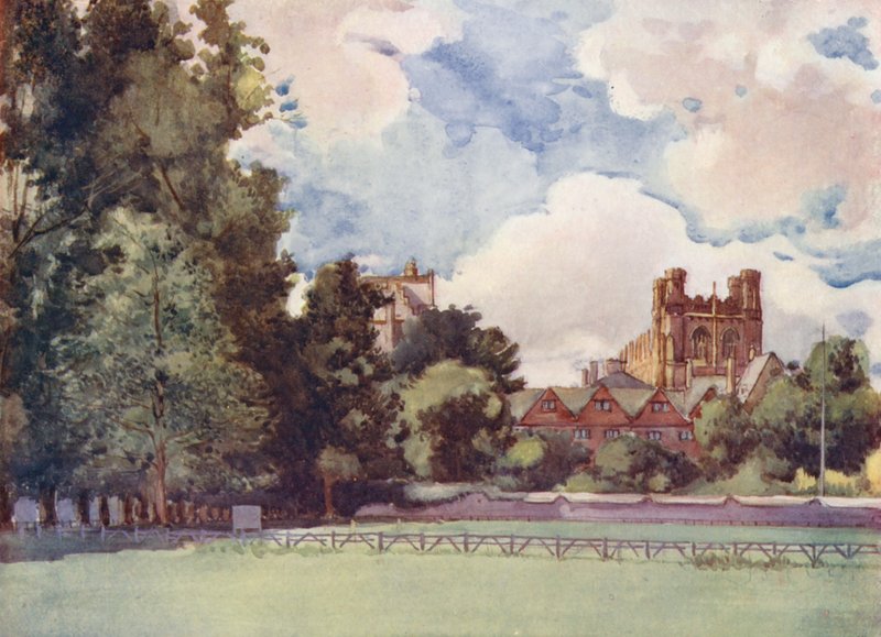 Christchurch Meadows, a divatos üdülőhely, amikor "Tom Brown" és "Verdant Green" egyetemisták voltak (színes litográfia). alkotó: William Ainsworth Wildman