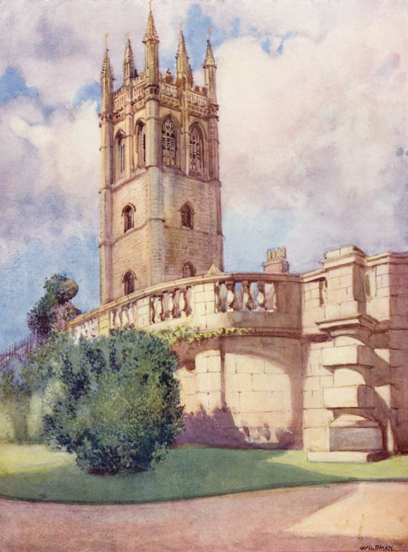 Magdalen-torony a Botanikus kertből (színes litográfia) alkotó: William Ainsworth Wildman