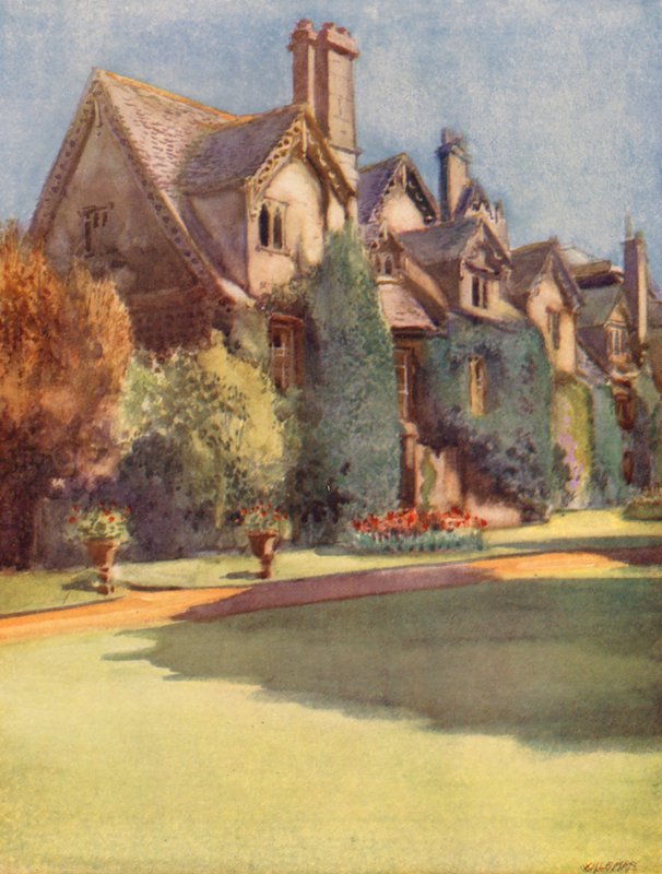 A "mansiones" a Worcester College-ban; a bencés szerzetesek csarnokának maradványa (színes litográfia) alkotó: William Ainsworth Wildman