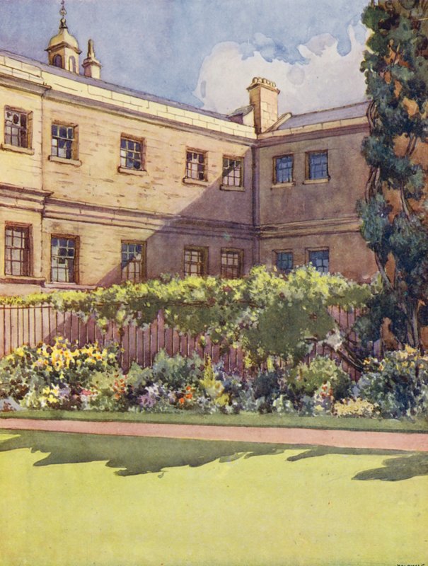 Trinity College a kertből (színes litográfia) alkotó: William Ainsworth Wildman
