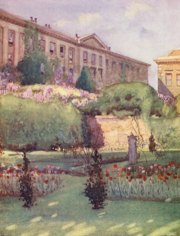 Worcester College a provost kertjéből (színes litográfia) alkotó: William Ainsworth Wildman