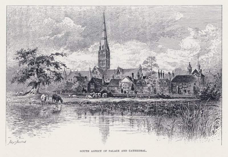 A palota és a katedrális déli oldala (metszet) alkotó: William Alexander Ansted