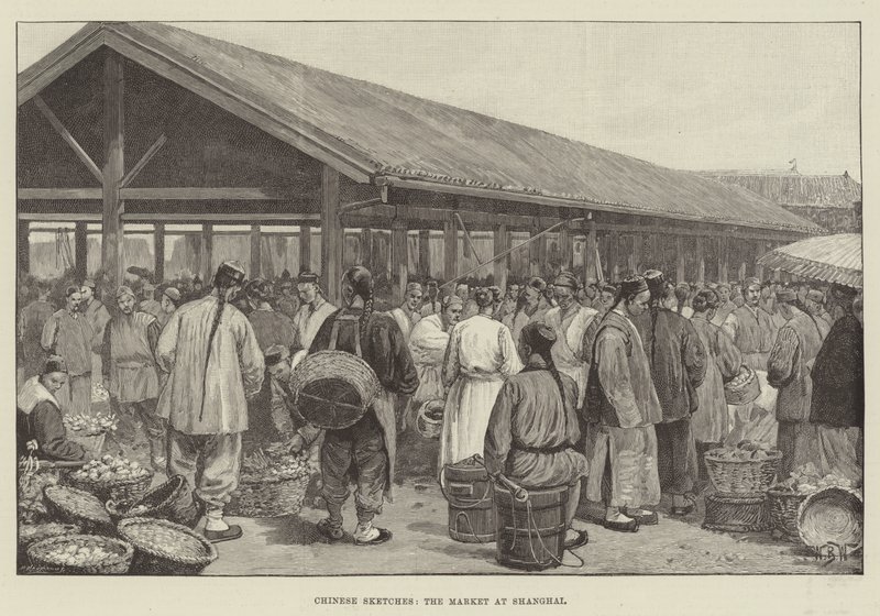 Kínai vázlatok, a sanghaji piac alkotó: William Barnes Wollen