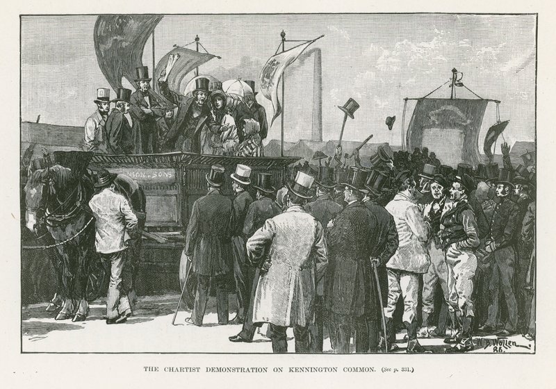 A Chartisták demonstrációja a londoni Kennington Commonon alkotó: William Barnes Wollen