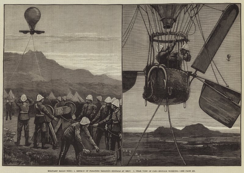 Katonai léggömbök, Lebegő léggömbök Módszere, Jelzések nyugalomban, Közeli kilátás az autóra, Működő jelzések alkotó: William Bazett Murray