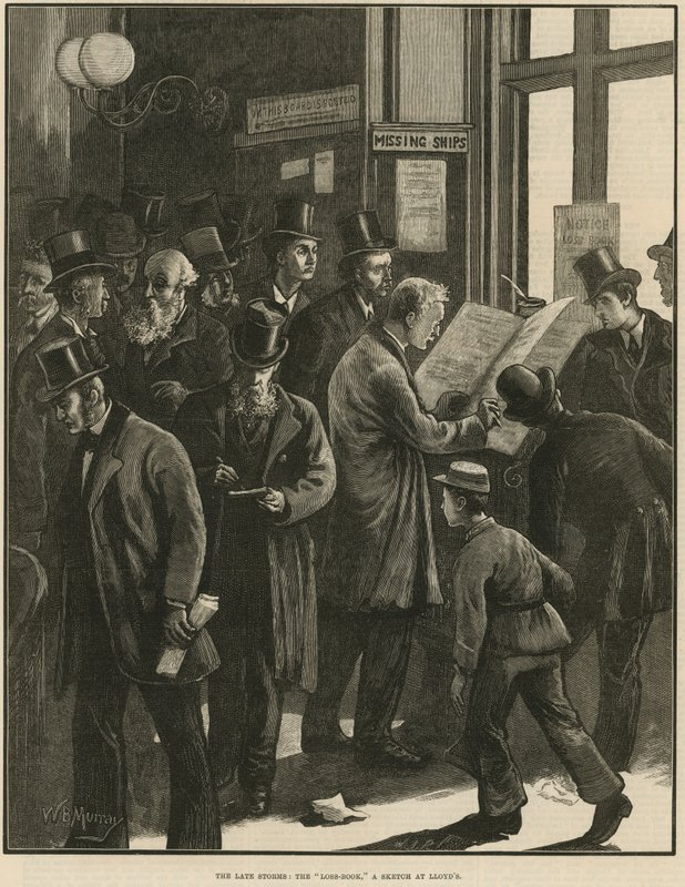 A késői viharok: A veszteségkönyv, egy vázlat a Lloydsnál (metszet) alkotó: William Bazett Murray