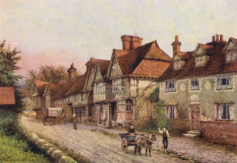 Chiddingstone a templomkert sarkából (színes litográfia) alkotó: William Biscombe Gardner