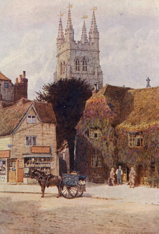 Church and Woolpack Hotel, Tenterden (színes litográfia) alkotó: William Biscombe Gardner