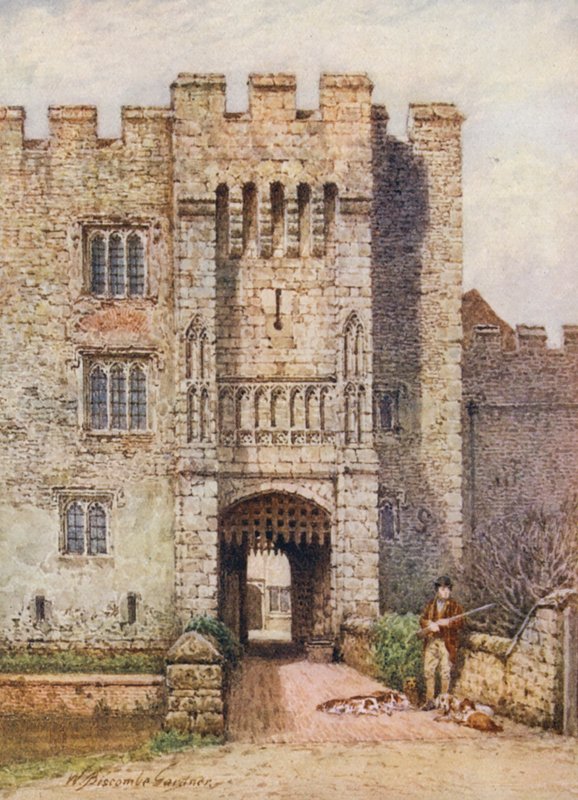 A Hever-kastély bejárata (színes litográfia) alkotó: William Biscombe Gardner