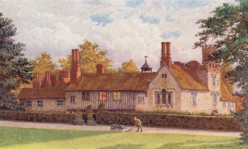 Ightham Mote a teraszról (színes litográfia) alkotó: William Biscombe Gardner