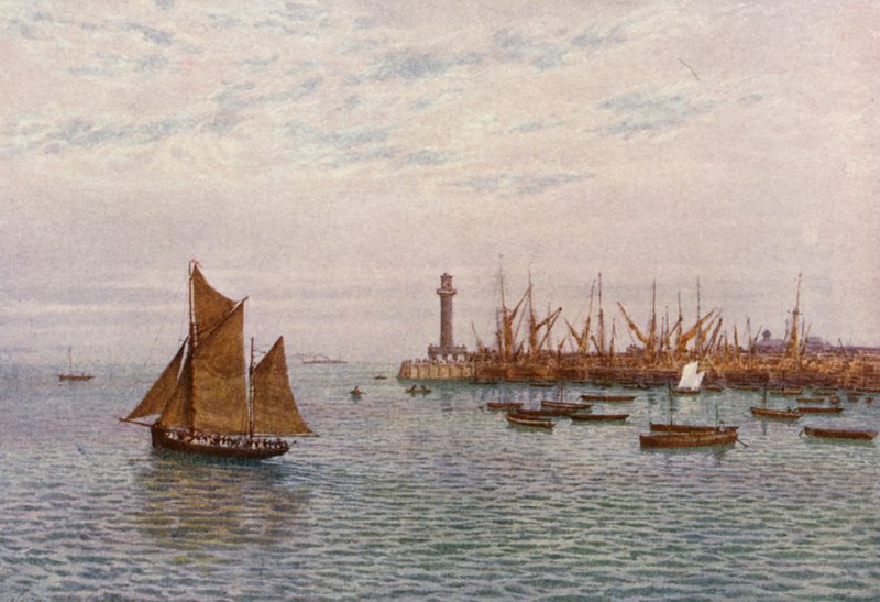 Margate kikötője (színes litográfia) alkotó: William Biscombe Gardner