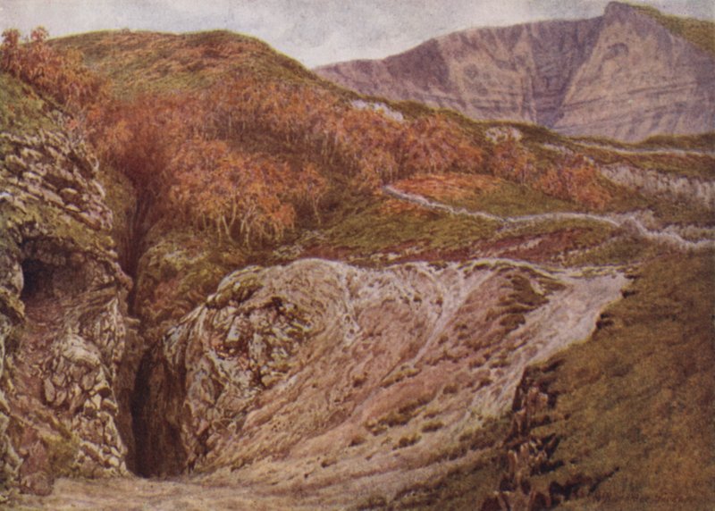 Odin bánya és Mam Tor, Castleton közelében (színes litho) alkotó: William Biscombe Gardner