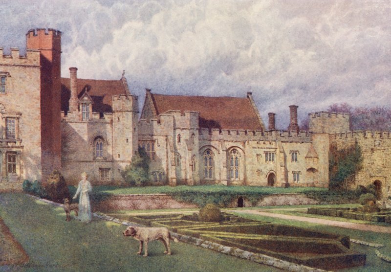 Penshurst Place a terasz felől (színes litográfia) alkotó: William Biscombe Gardner