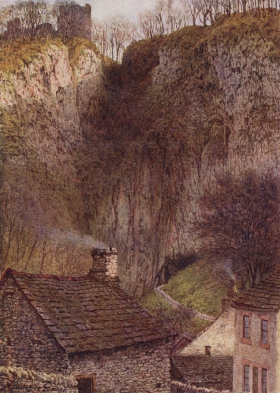 Peveril kastély, a Peak Cavern Gorge, Castleton alkotó: William Biscombe Gardner