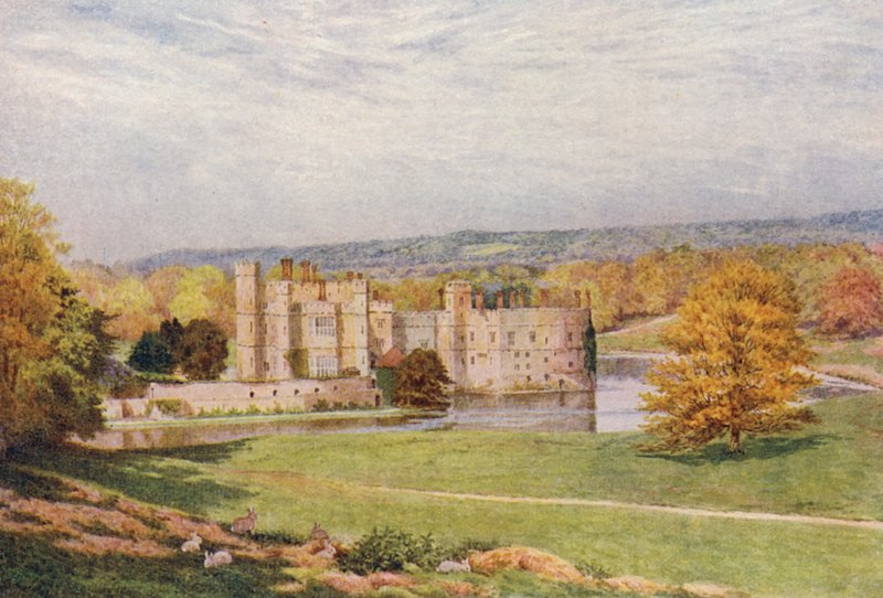 Tavasz, Lecds Castle délkeletről (színes litográfia) alkotó: William Biscombe Gardner