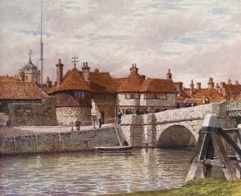 The Barbican, Sandwich (színes litográfia) alkotó: William Biscombe Gardner