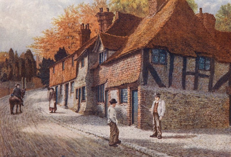 The Old Almshouses, Westerham (színes litográfia) alkotó: William Biscombe Gardner