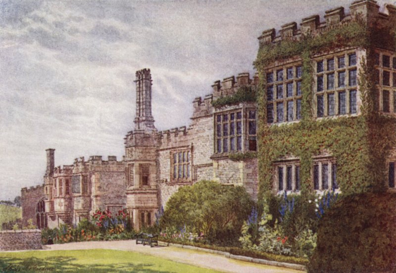 A Haddon Hall déli oldala (színes litó) alkotó: William Biscombe Gardner