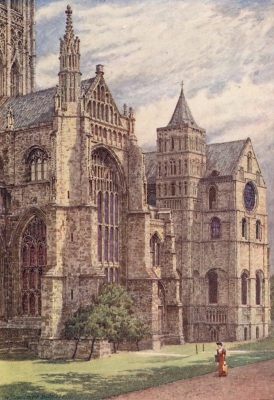 A katedrális déli oldala, Canterbury (színes litográfia) alkotó: William Biscombe Gardner