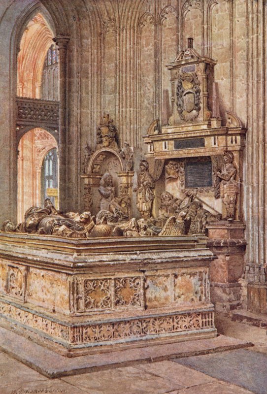 A harcosok kápolnája, Canterbury székesegyház, nyugati irányban (színes litográfia) alkotó: William Biscombe Gardner