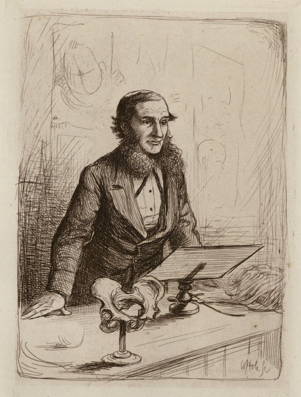 Alexander Russell Simpson, a szülészet és a nők és gyermekek betegségeinek professzora (metszet) alkotó: William Brassey (after) Hole
