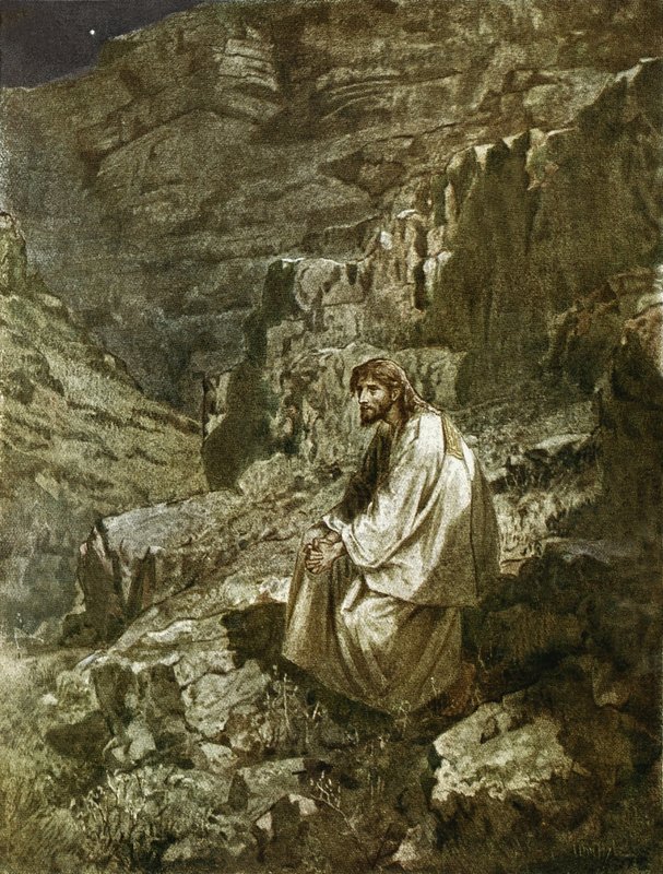 Negyven nap a pusztában, a Sátán megkísértésében. alkotó: William Brassey Hole