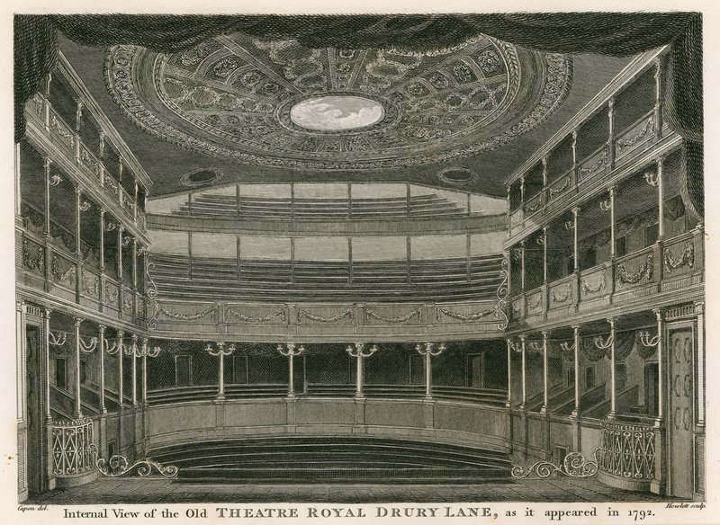 A londoni Drury Lane régi Theatre Royal belső képe, ahogyan az 1792-ben megjelent alkotó: William Capon