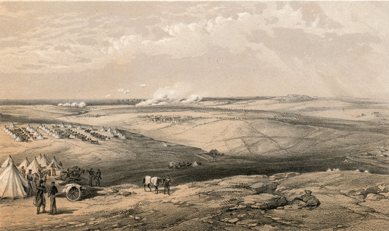 Távoli kilátás Lord Raglan főhadiszállására Sebastopol előtt alkotó: William Crimea Simpson